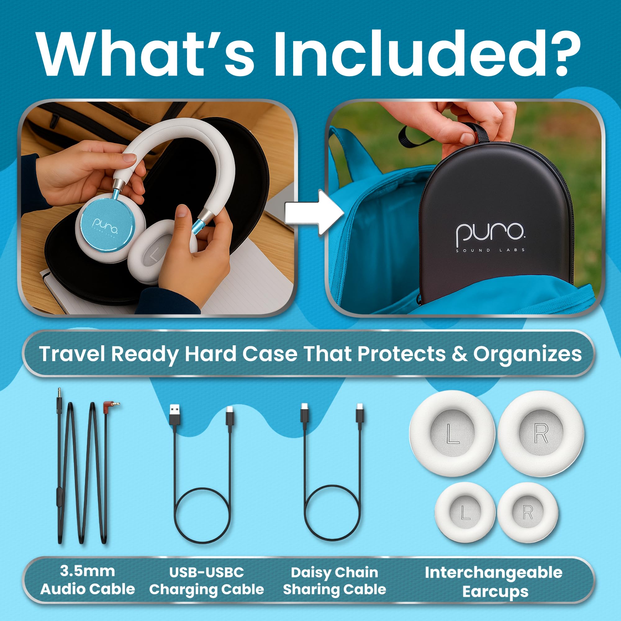 Puro Sound Labs BT2200 Plus Kids Bluetooth Kopfhörer - Lautstärkebegrenzung 85dB, Studio-Grade Audio, Over-Ear & Comfy Design, 20 Stunden Akkulaufzeit, einfach zu verbindende kabellose Kopfhörer für