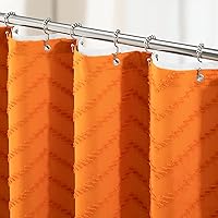 Vista 16 de Dynamene - Cortina de ducha, tela bohemia con rayas con chebrón en relieve, cortina para decoración de baño, hotel y spa, juego de cortina con Azul