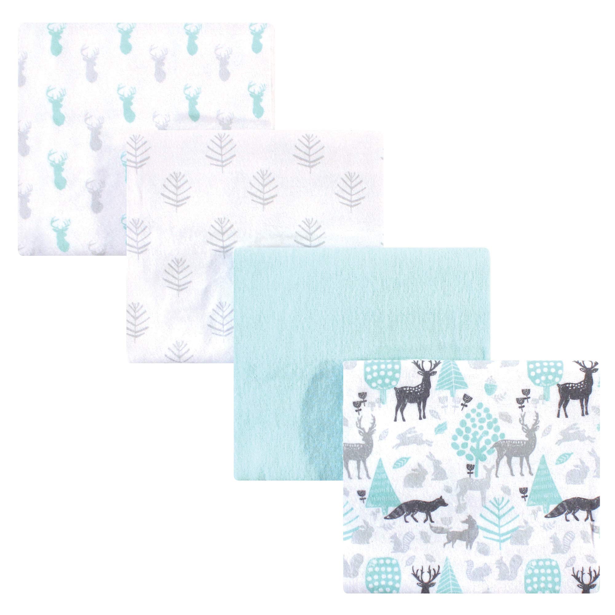 Hudson Baby Unisex Baby Cotton Flannel Receiving Blankets, Linocut Woodland, One Size