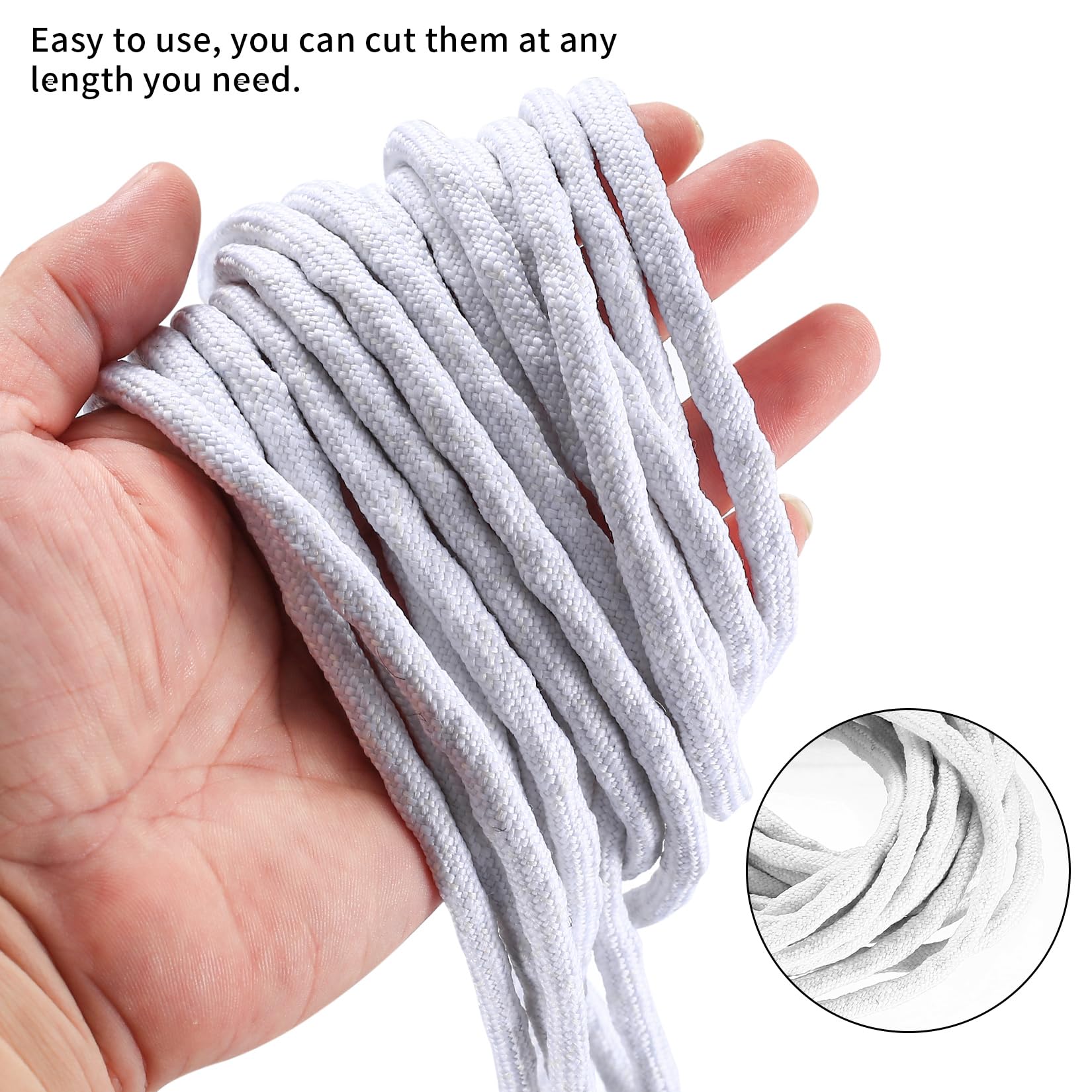 Corda Piombata Per Tende 5m - Pesi Per Tende Interno/Esterno, Bianco, 30g/m Per Effetto Drappeggio