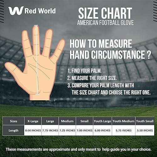 Miniatura 2 de RED WORLD Guantes de fútbol para niños, jóvenes y adultos, guantes receptores para niños y niñas, hombres y mujeres, rendimiento mejorado