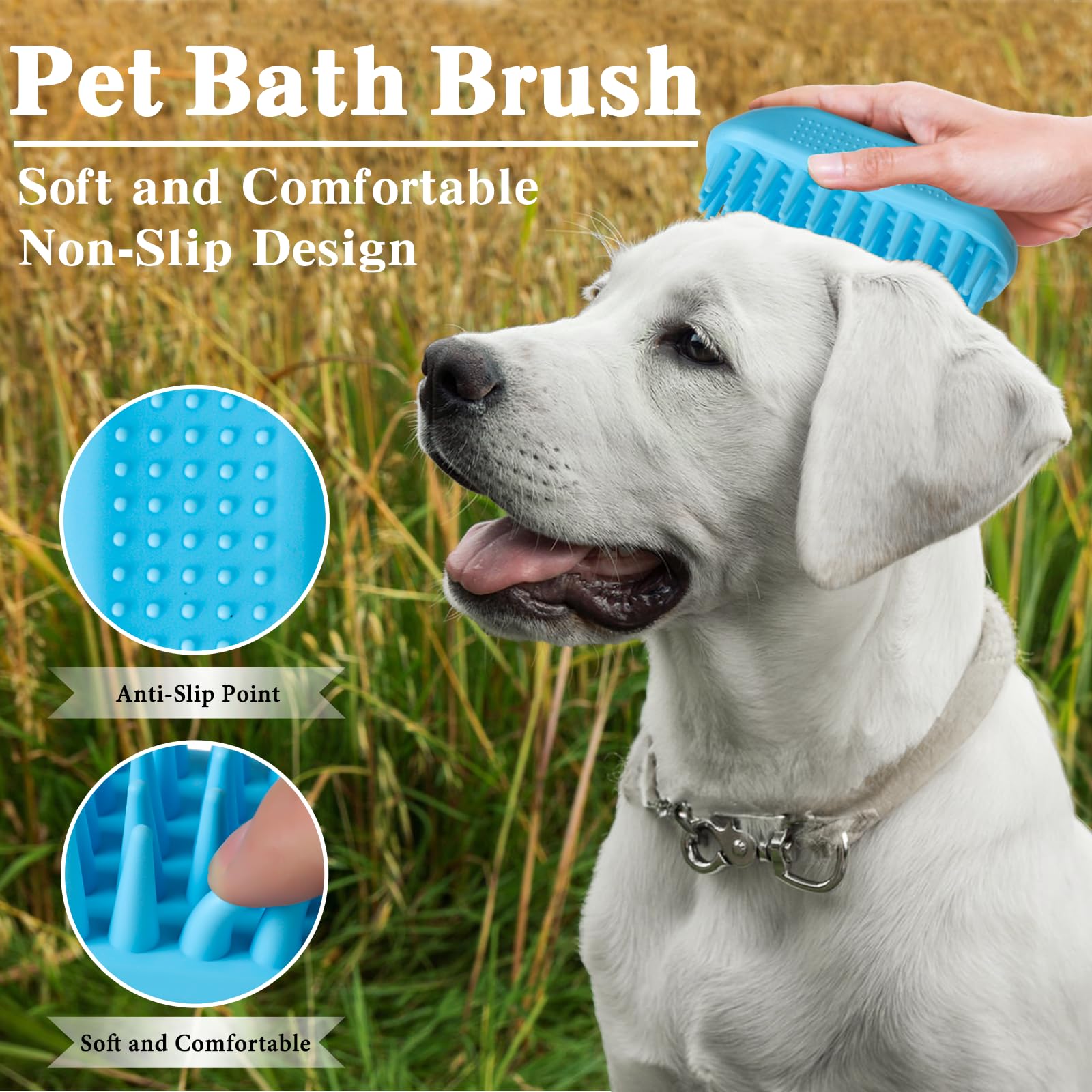 2PCS Dog Bath Brush Set | Adjustable Handle Dog Scrubber for Shampooing, Deshedding & Massaging, Suitable for Pets (Green Blue) - image 4