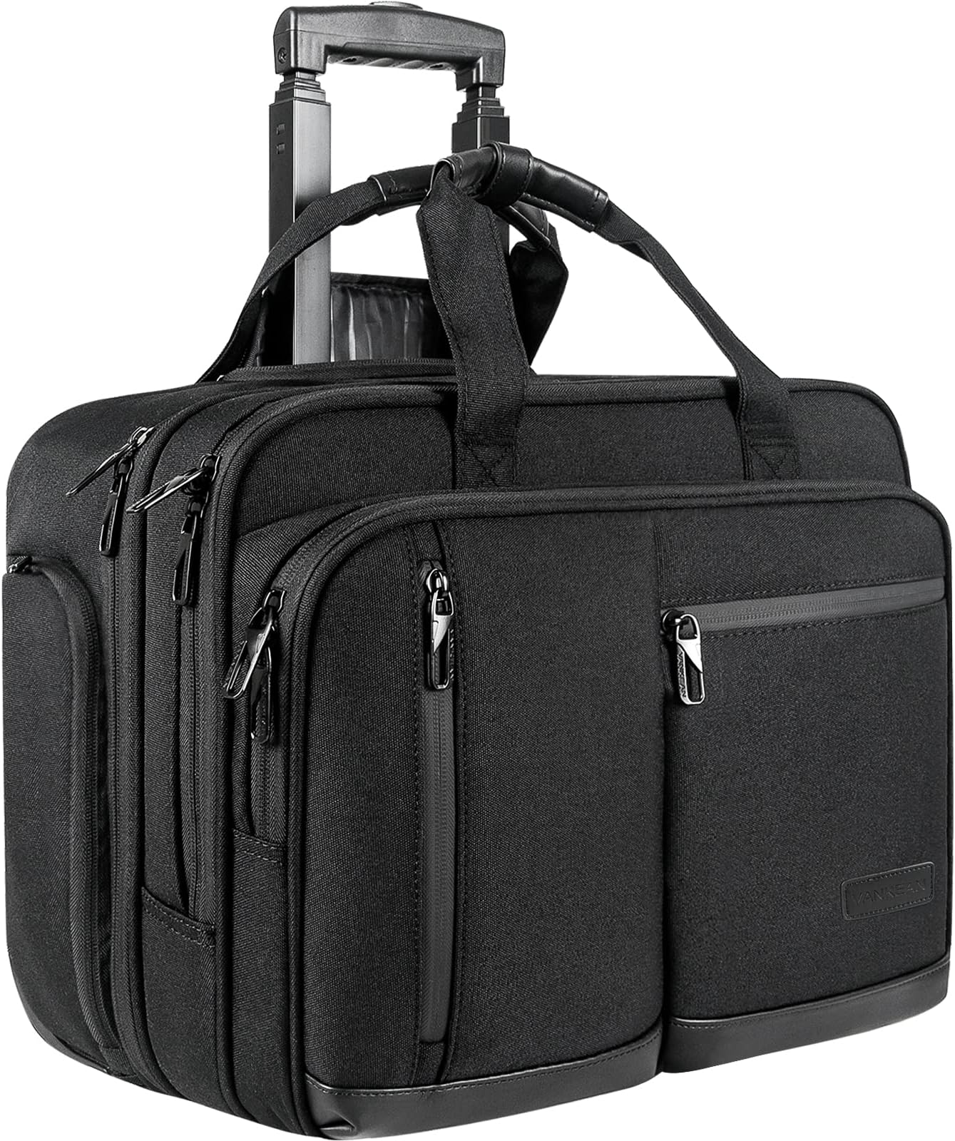 VANKEAN 17.3 Inch Rolling Laptop Bag Women Men with RFID Pockets, Stylish Carry on Briefcase Laptop Case Waterproof Overnight Rolling Bags, Laptop Bags for Travel/Work/School/Business, Black