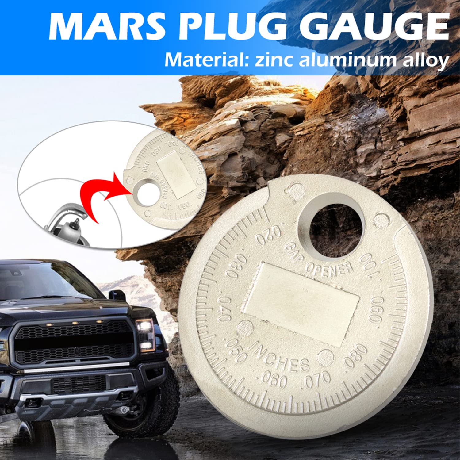 Strumento Gap Plug Gap, Gapper Gauge Wire Plug Gap, Candela Gap Gauge Strumento di misurazione Filo Candela Gap Gauge Strumento Scala da 0,020 a 0,100 pollici..