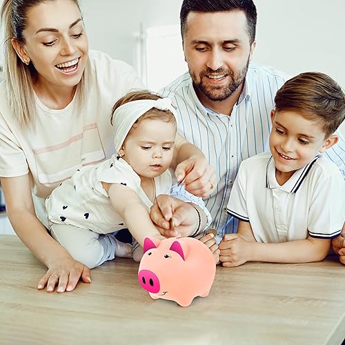 Miniatura 8 de Laebuild Alcancía para niños, alcancía de plástico azul para niñas, con forma de cerdo, hucha irrompible para niños pequeños, bancos para niños para