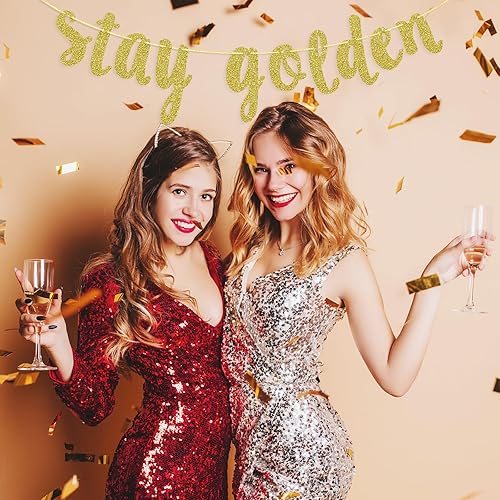 Miniatura 7 de Bandera dorada con purpurina dorada, pancarta de cumpleaños dorada, decoraciones de fiesta de chicas doradas (dorado)