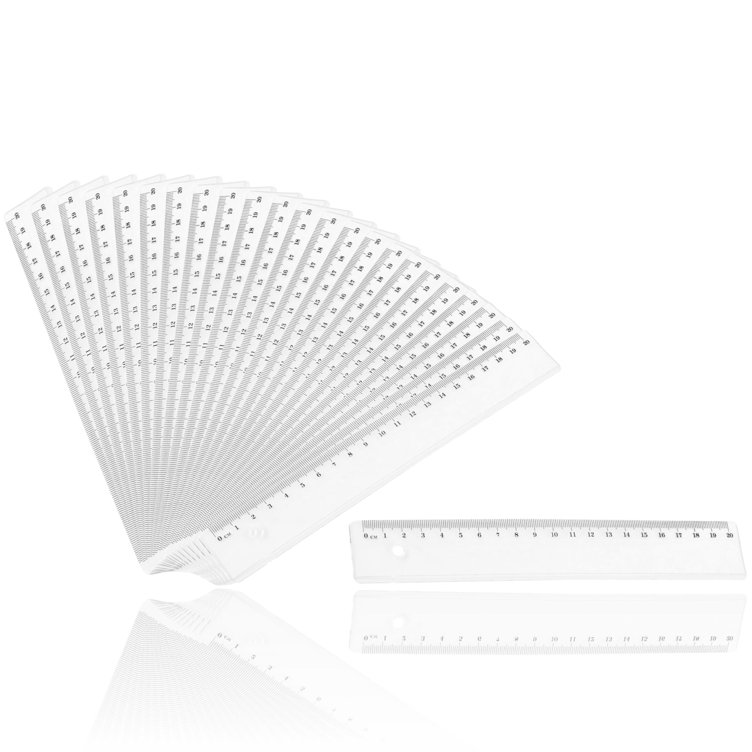 D.RECT - Pack of 24-20 cm Ruler | Plastic | Transparent Crystal Clear | for School Office Home