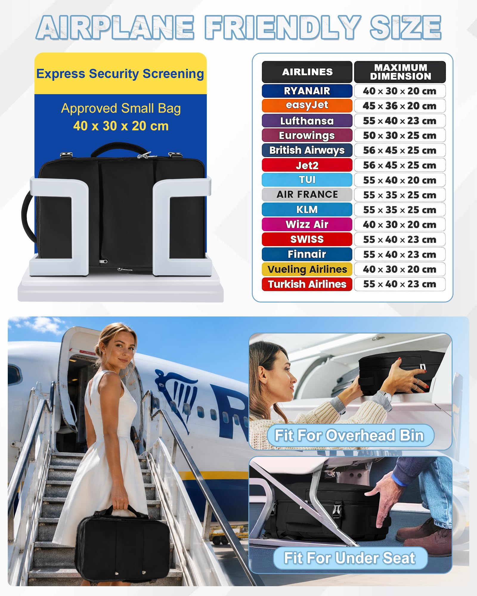 SZLX Plecak Próżniowy Bagaż Podręczny Dla Kobiet, Plecak Z Poduszką i Systemem Próżniowym Do Podróży, Plecak Podróżny Ryanair W Rozmiarze Kabinowym Z Pompką, Wodoodporna Walizka Próżniowa Dla Mężczyzn