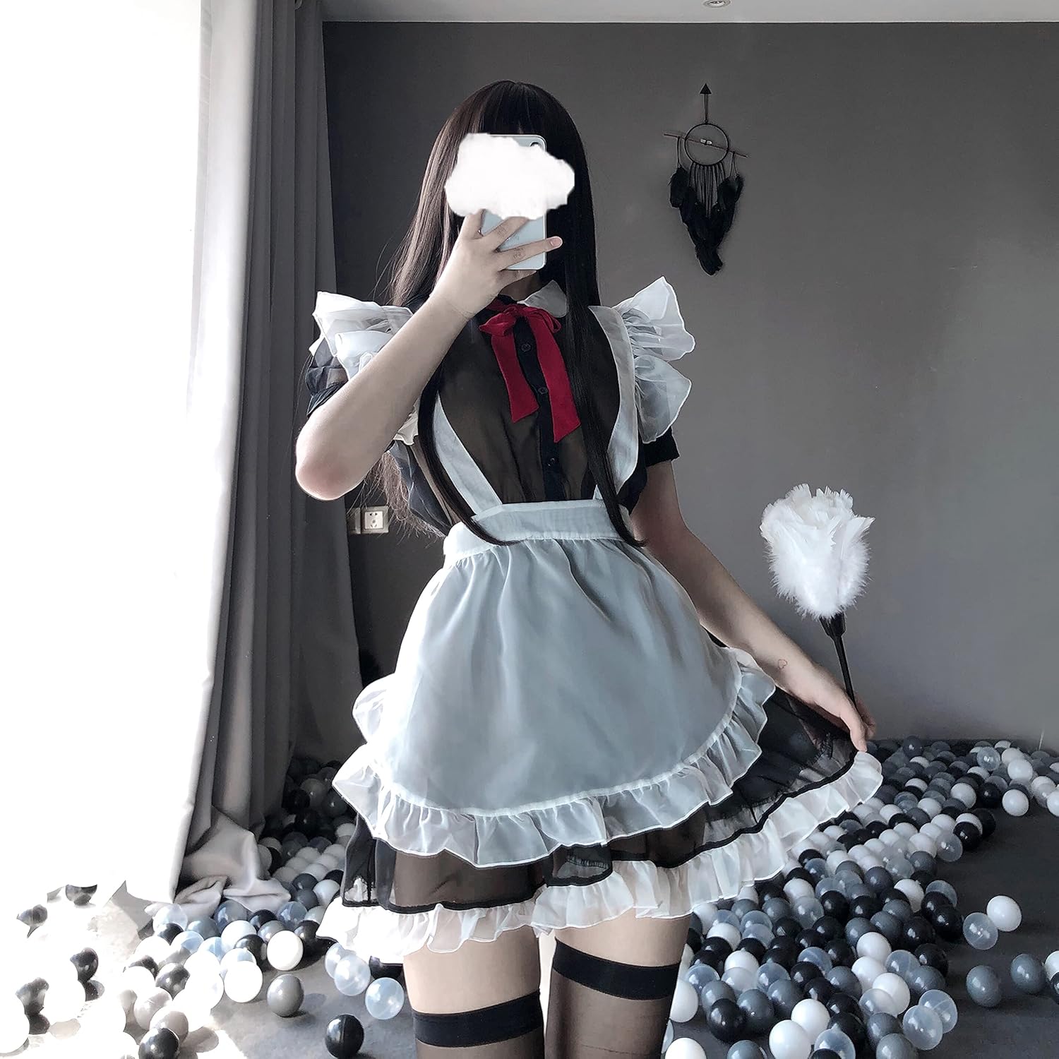 SINMIUANIME Japanese Anime Maid Outfit Classic Lolita Apron Maid Dress Cosplay Lingerie Sexy Cute