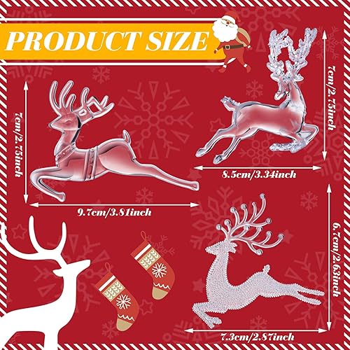 Miniatura 3 de Adorno para árbol de Navidad, decoración colgante de reno de cristal, decoración de reno acrílico, adorno decorativo de ciervo transparente para