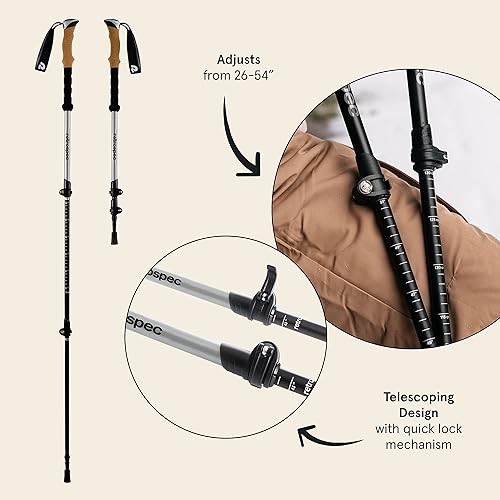 Miniatura 2 de Retrospec Retrospec Solstice Trekking & Ski Poles for Men & Women - Aluminum wCork Grip - Adjustable & Collapsible Lightweight Hiking, Walking &