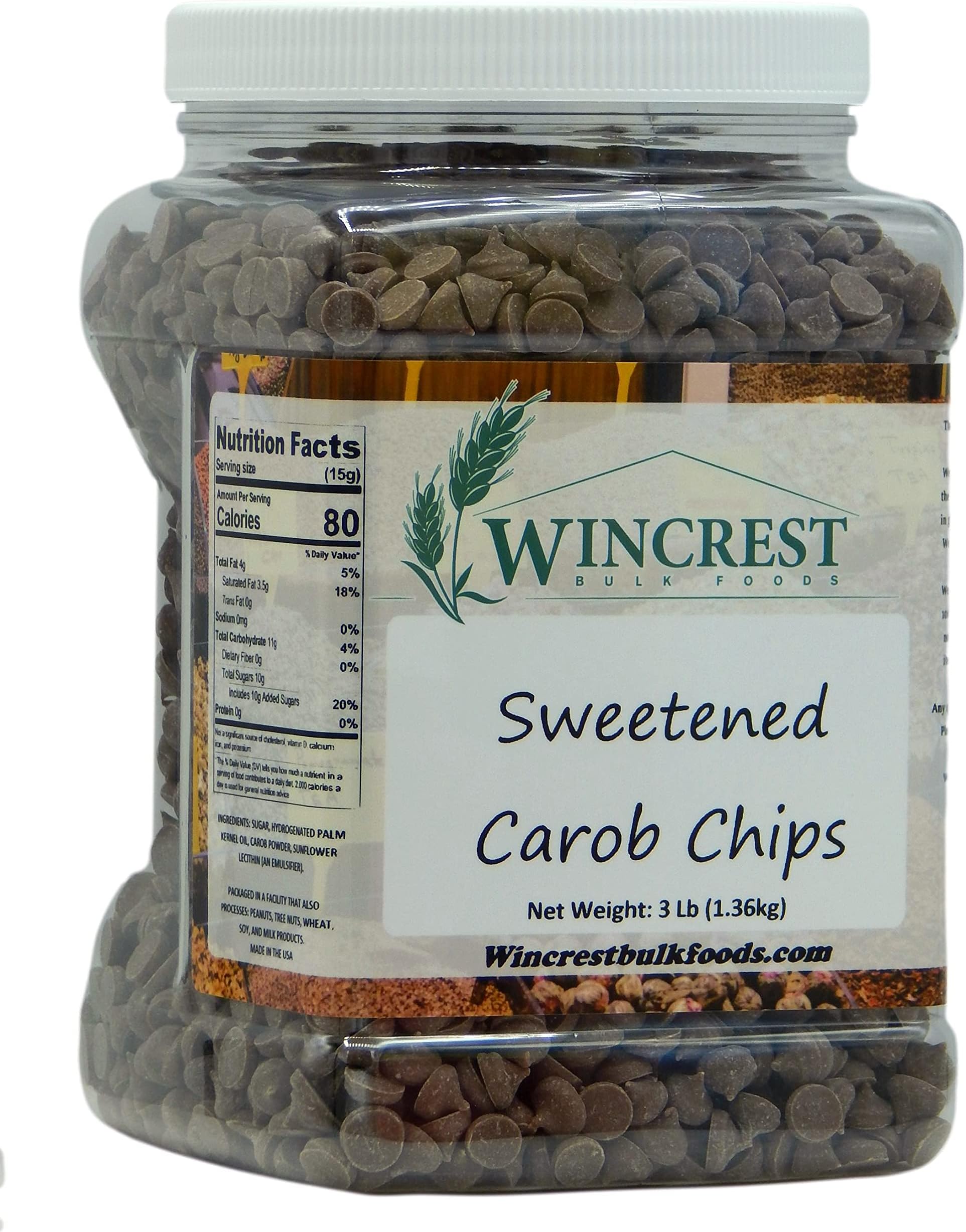 Carob Chips Sugar Sweetened 3 Lb Tub (3 Lb Tub