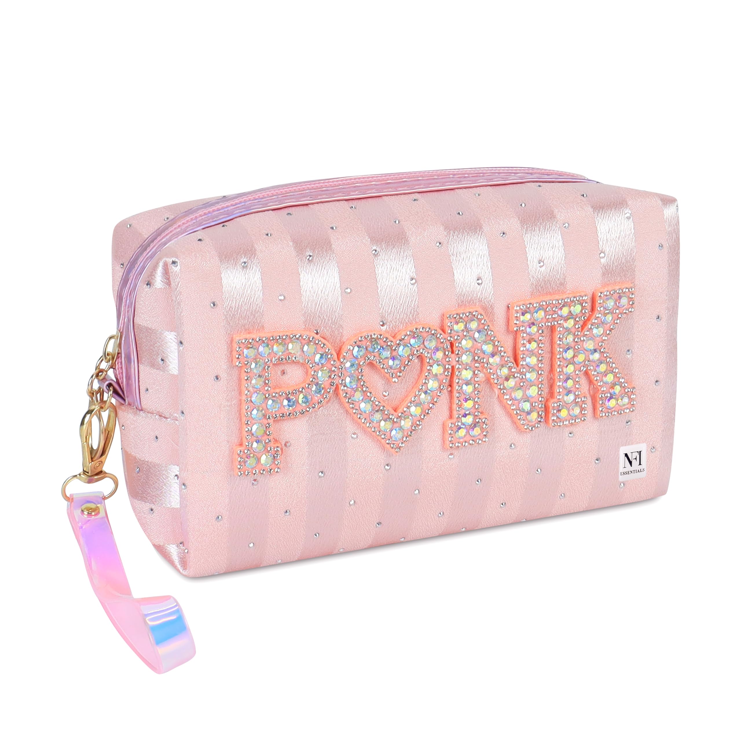 nfi essentials makeup pouch cosmetic pouch vanity case jewellery pouch stationery pencil case travel organiser travel pouch bag with detachable handle