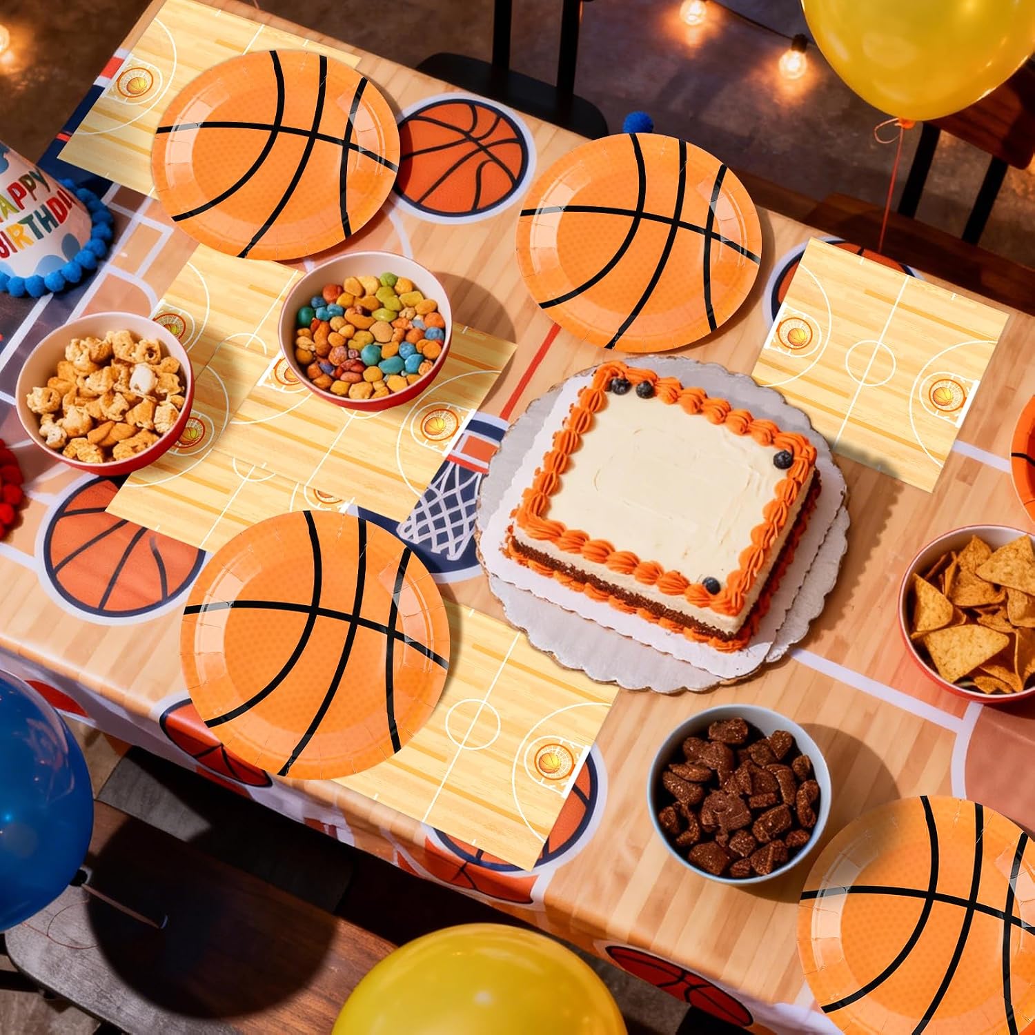 50 PCS Basketball Plates and Napkins Party Supplies Basketball Birthday Party Decorations Disposable Tableware Basketball Paper Plates Napkins Kit for Kids Birthday Party Sport Themed Decor, Serve 25 image 2