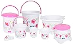 Nayasa Flora 8 Piece Plastic Bathroom Set, Pink