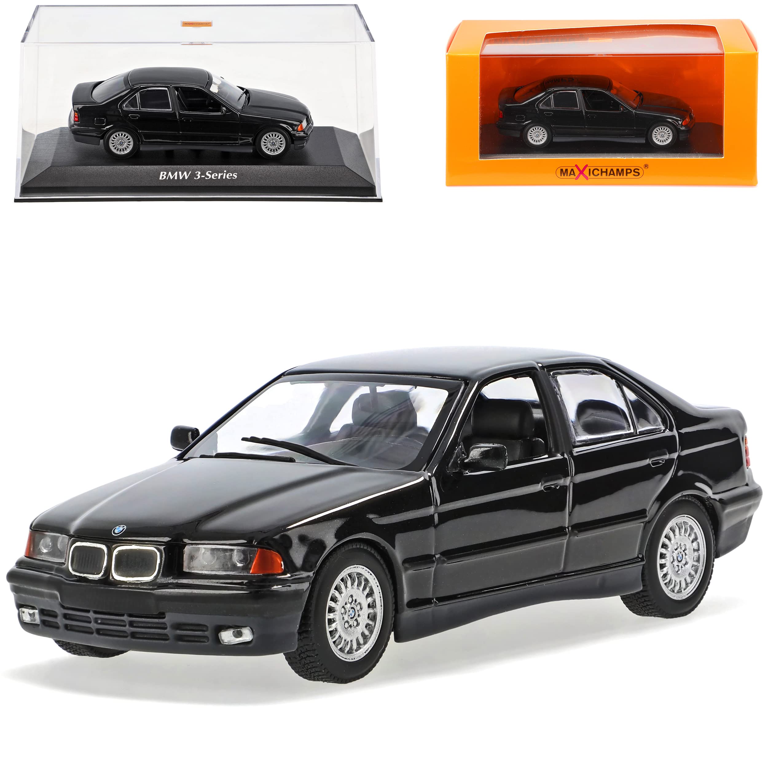 Generisch B*M*W 3er E36 Limousine Schwarz Metallic 1990-2000 1/43 Minichamps Maxichamps Modell Auto