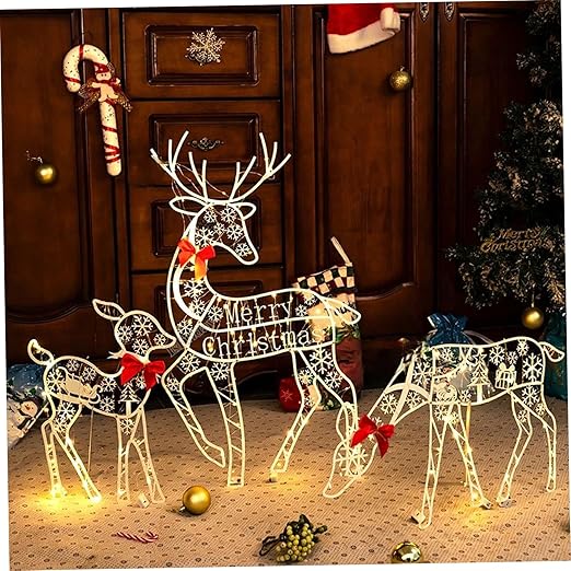 Light up Christmas Reindeer 3PCS/Set Snowflake Pattern Reindeer