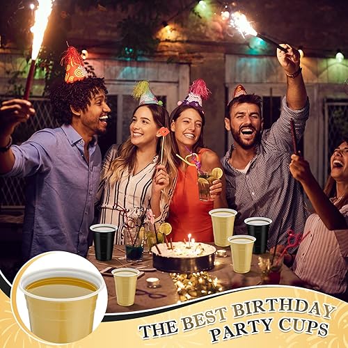 Miniatura 9 de Sunnychicc 50 vasos de plástico de 16 onzas a granel desechables a granel vasos de plástico para fiesta de cumpleaños, vasos de colores para bodas,