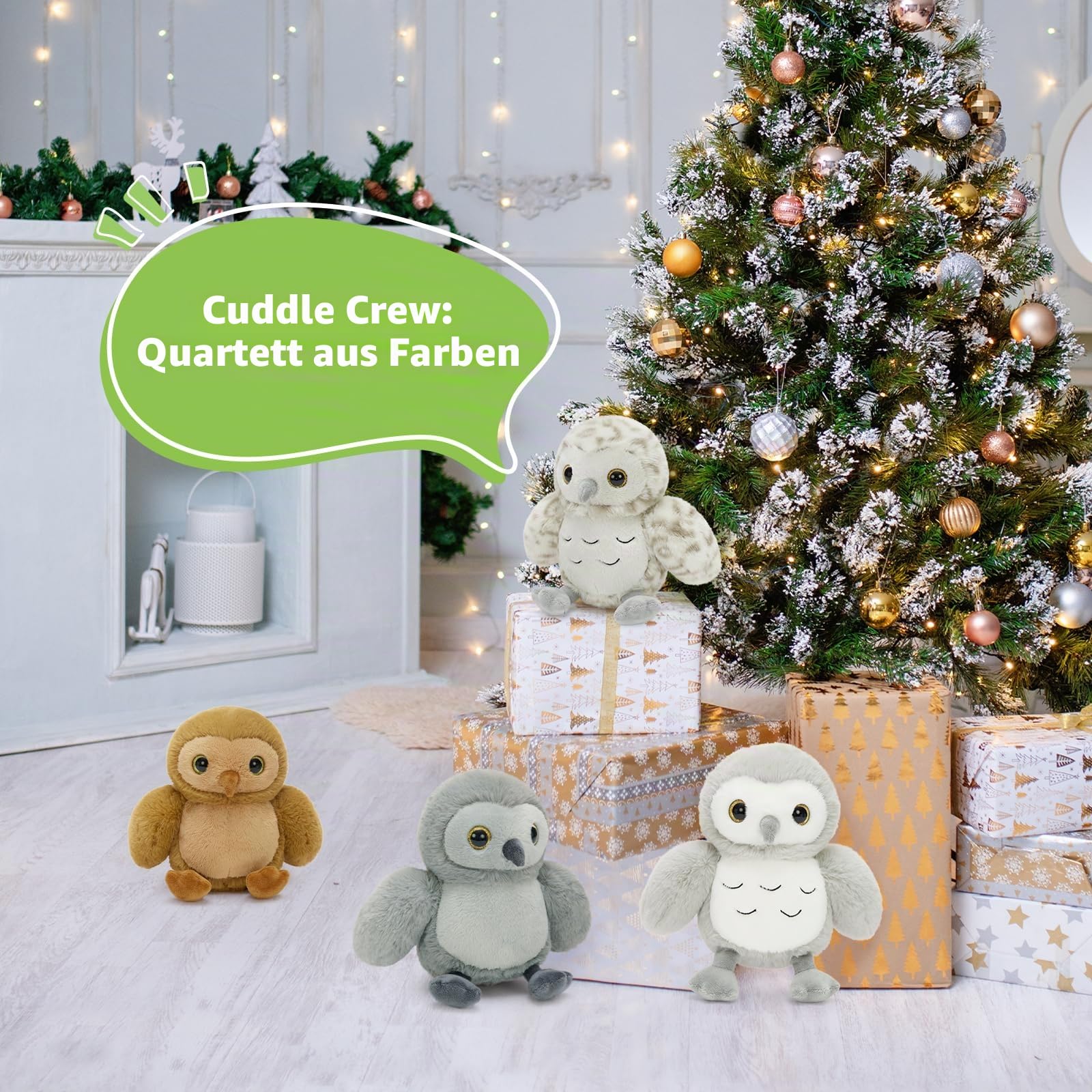 MorisMos 4 stücke süß Eule Kuscheltier Set, 20cm hoch weich Eule plüschtier stofftier Puppe Spielzeug owl, Geburtstag Weihnachten Geschenk Kinder Baby