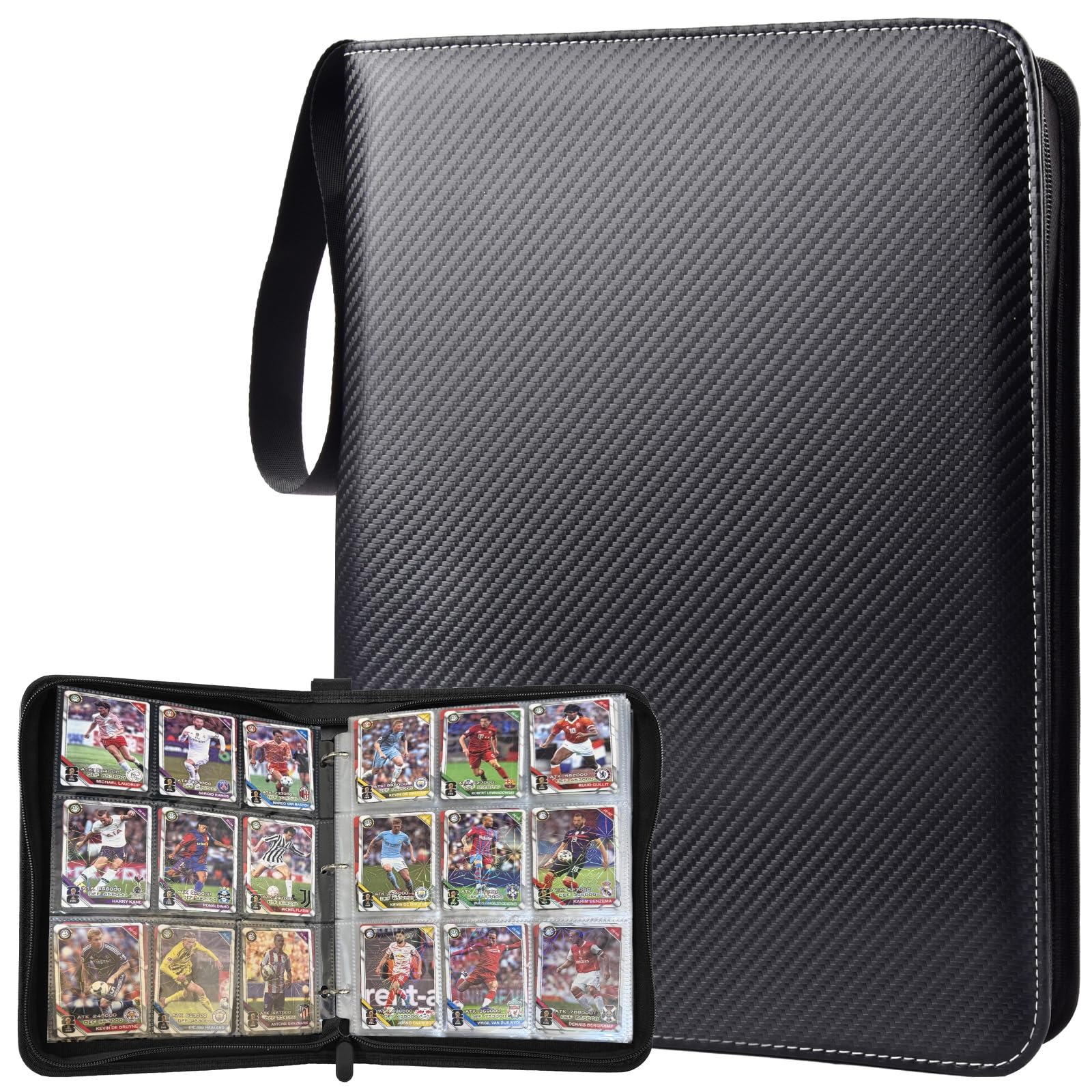 ULLTOON Portable 9-Pocket Trading Card Binder, Holds 990 Cards with 55 Removable Double-Sided Sleeves, Baseball Card Binder Card Storage Organizer Album for Boys, Girls, Sports & Game Cards