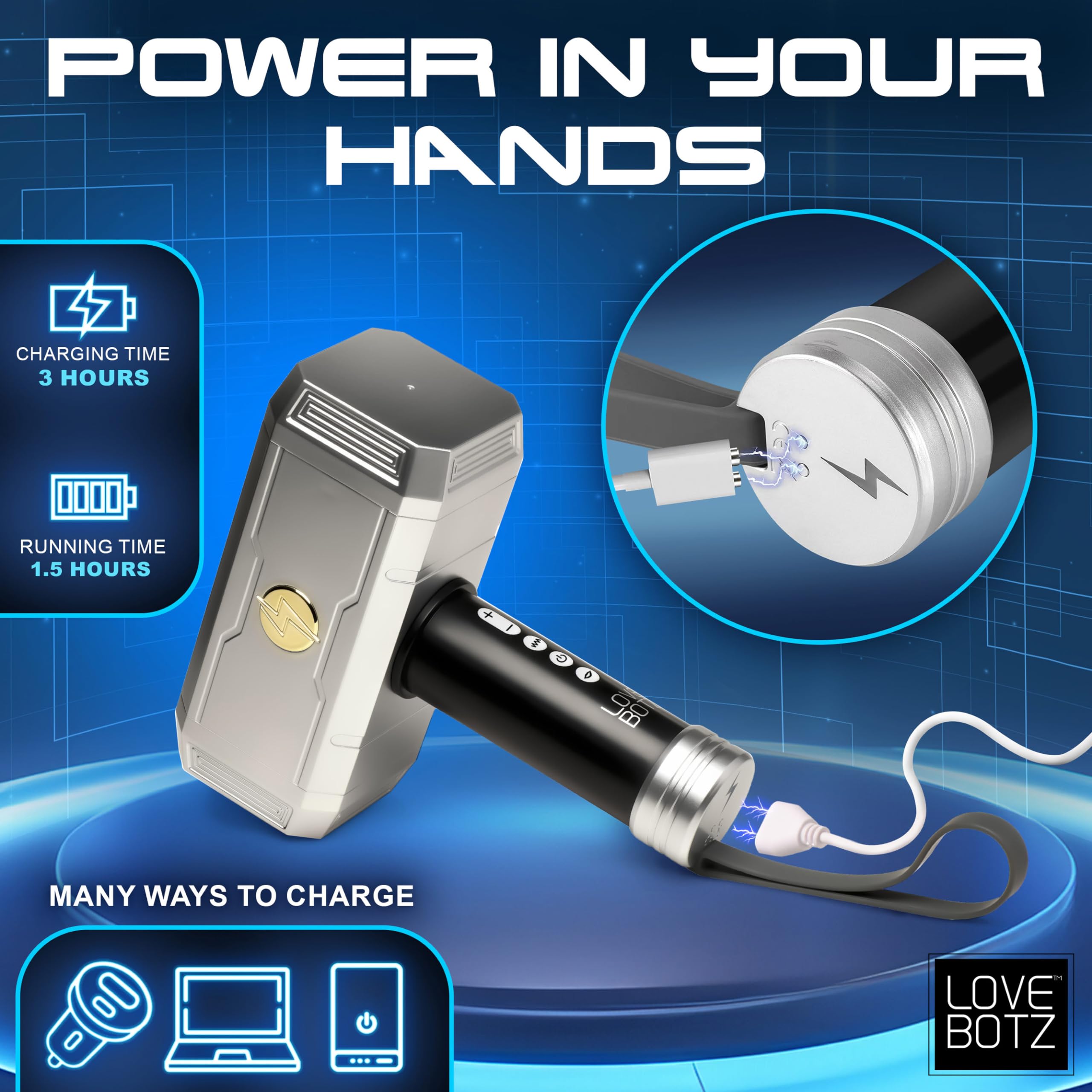 Amazon.com: LOVEBOTZ Thunder Stroker Sucking Masturbator for Men & Couples.  Hammer of Lust with Textured Tunnel. Powerful Vibrations and Suction.  Splashproof & Rechargeable. 2 Pieces, Silver & Black. : Health & Household