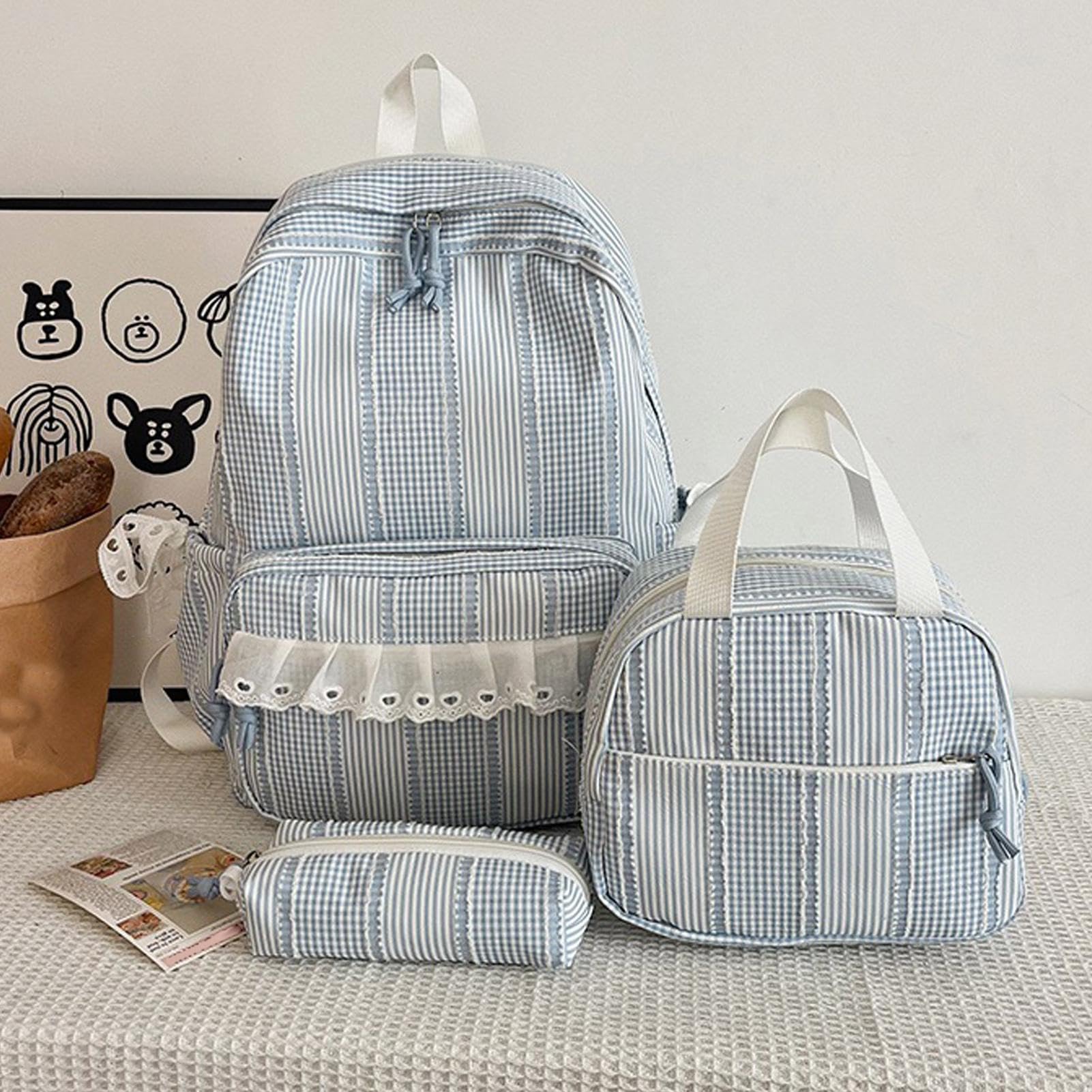 Zainetto per bambini, alla , in pizzo, con cerniera liscia, grande, Blu
