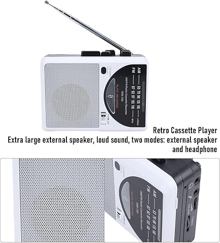 Miniatura 3 de Retro Cassette Player with Auto Reverse, Portable Tape Player AMFM Radio, Digital LED Display, Built in Speaker, Recording Function, Headphone Jack