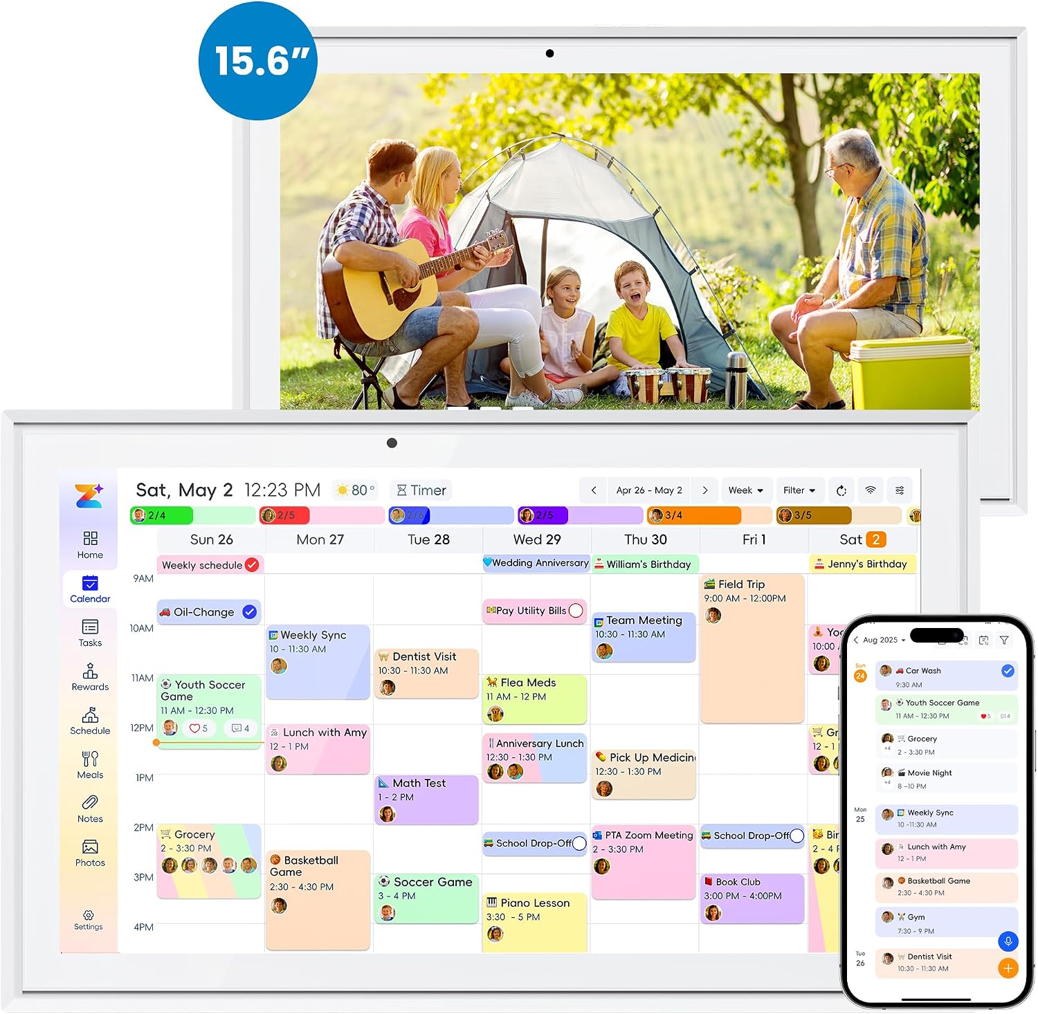 15.6" Smart Digital Calendar, 32GB Magnetic Accessories, No Subscription