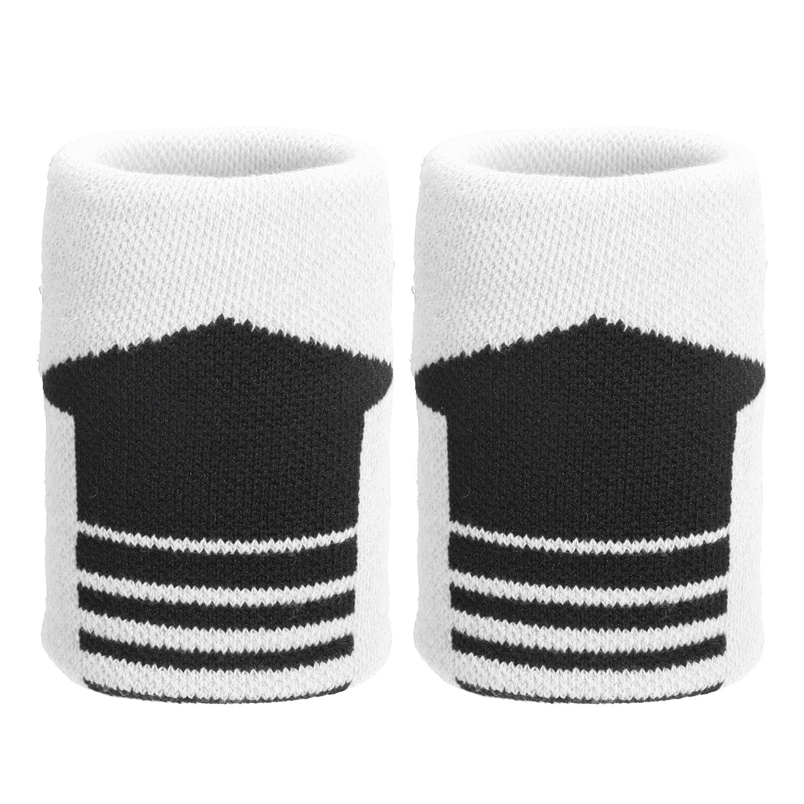 PATIKIL Sports Wristband Sweatbands for Men and Women, 2 Pcs Breathable Tennis Wrist Bands Absorbent Sweat Band for Basketball Football Baseball Gym, White/Black