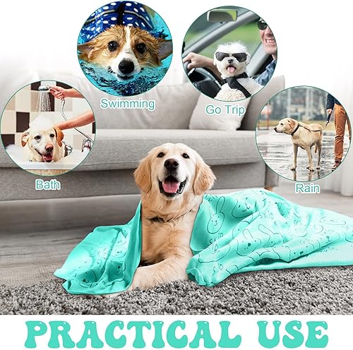 Miniatura 7 de Peryiter 8 toallas de secado para perros a granel de 55 x 28 pulgadas, toallas de baño absorbentes de microfibra para perros, toallas de baño de