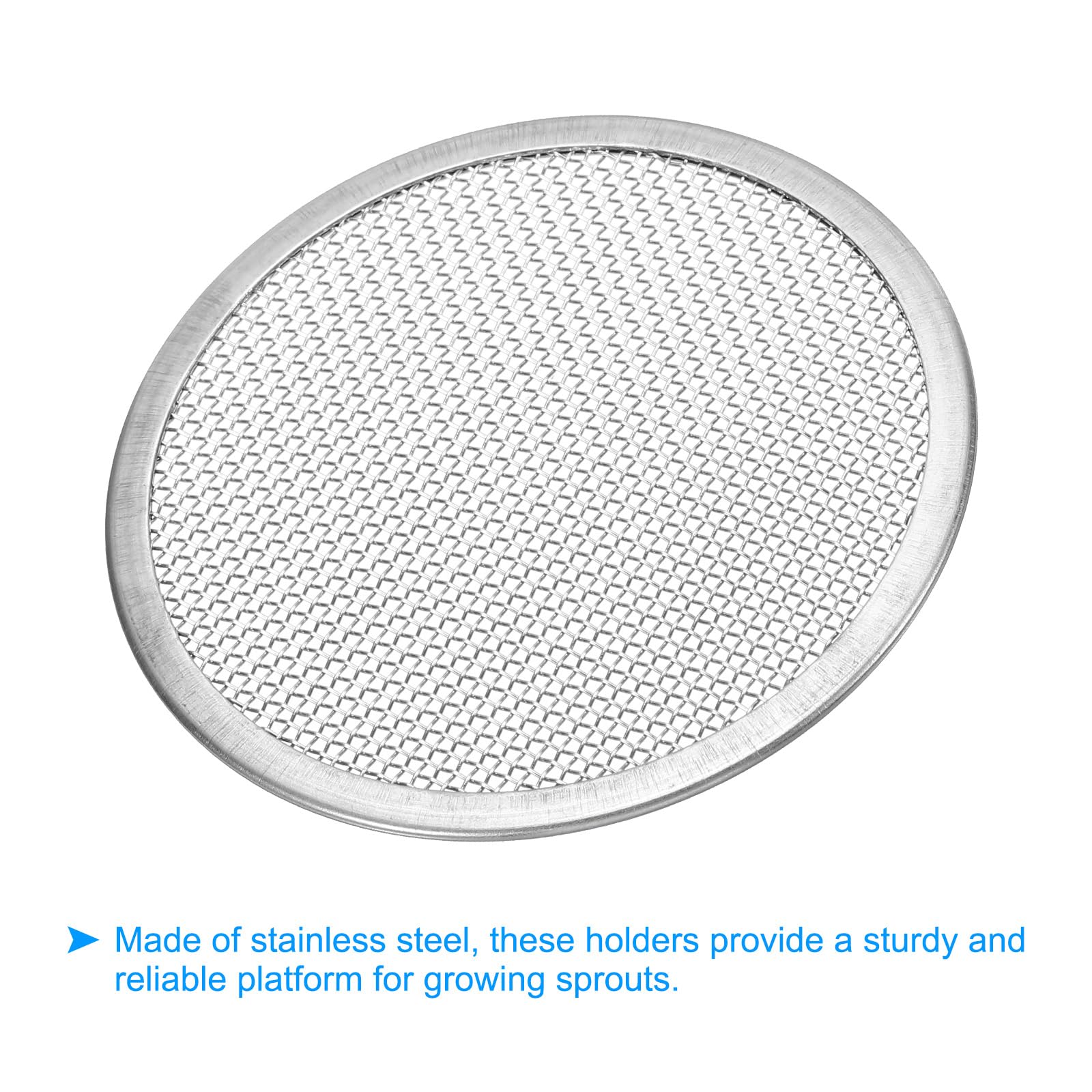 PATIKIL Sprouting Lids, 4Pcs 70mm Stainless Steel Screen Strainer Lids for Wide Mouth Canning Jars Silver Tone - Image 3