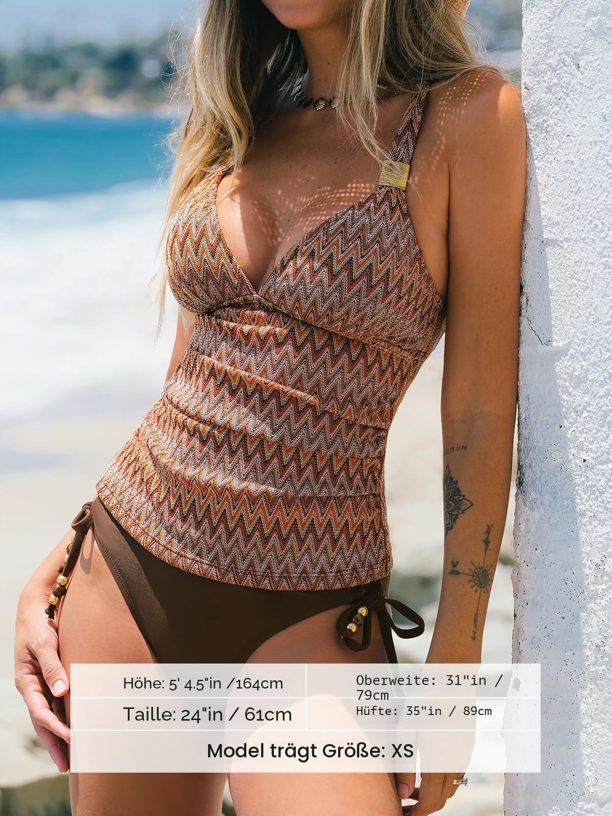 CUPSHE Damen Tankini Set V Ausschnitt Kreuzverbund Verstellbare Träger