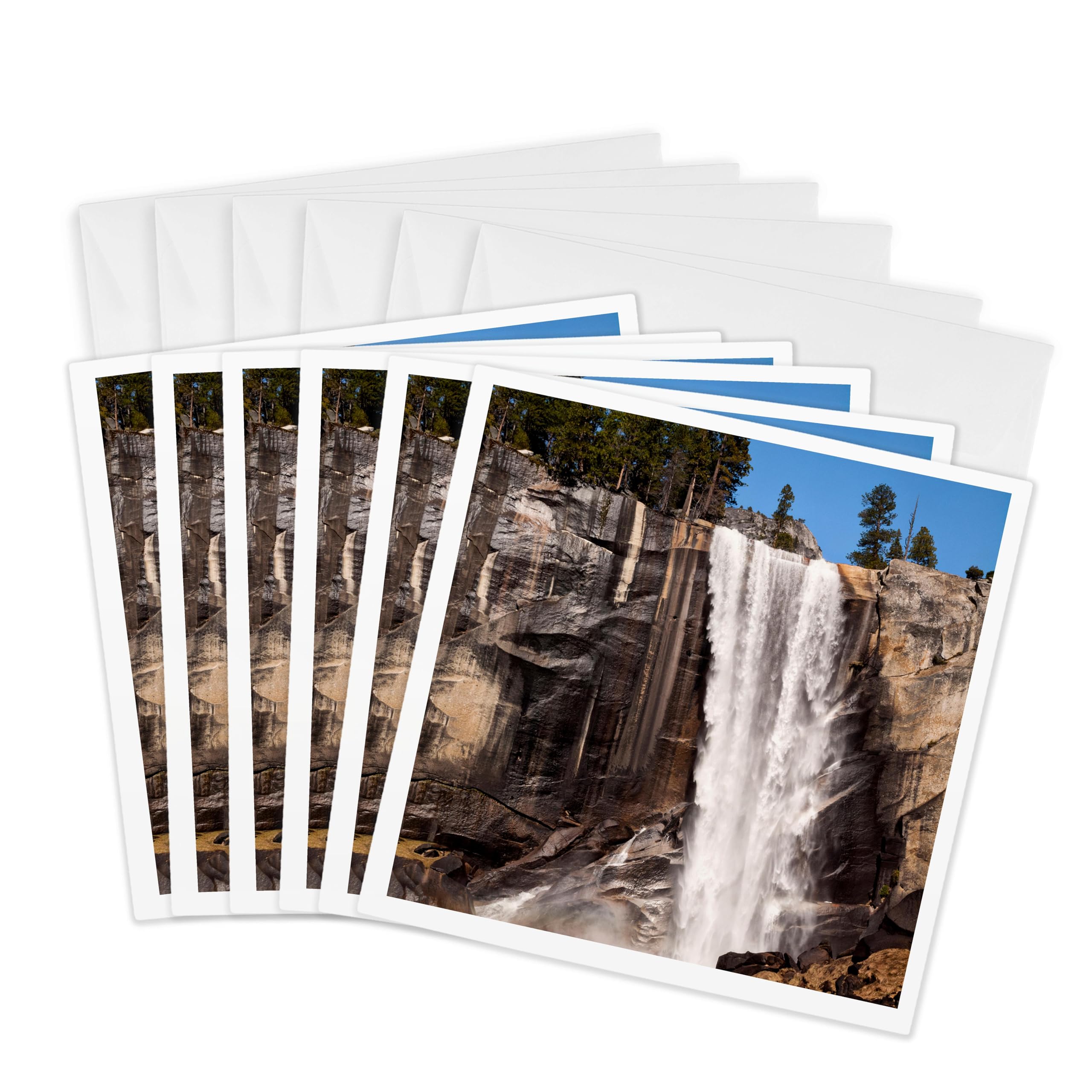 3dRose gc_250579_1 6 x 6-Inch "California, Yosemite National Park Vernal Fall from The Mist Trail" Greeting Card (Pack of 6)
