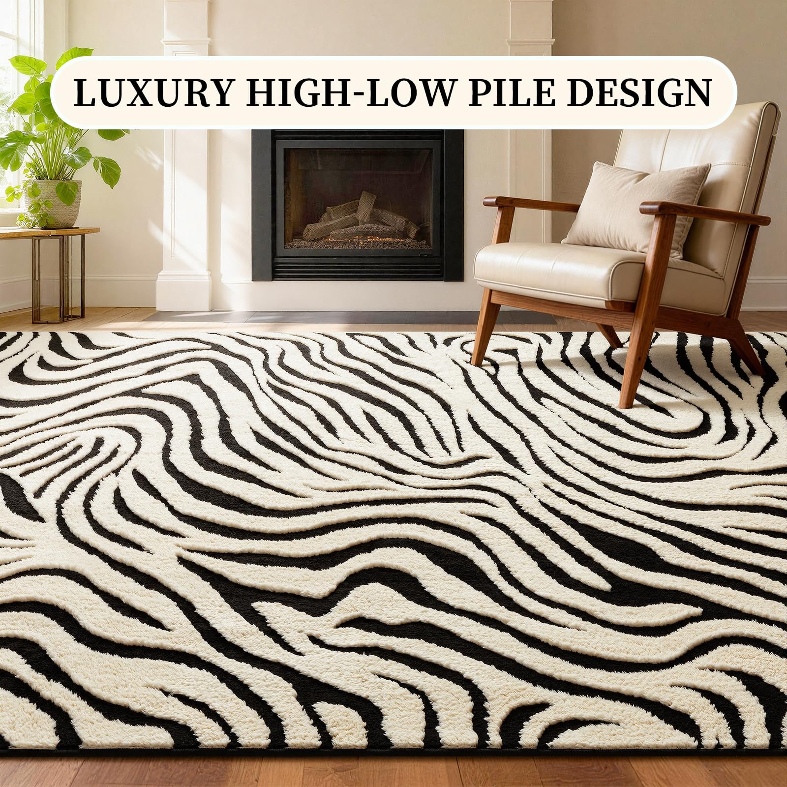 Animal Print Area Rugs for a Layered Room in 2026 3 YIHOUSE 5×7 Ft Area Rugs for Living Room: Modern Washable Rug - Abstra — product photo