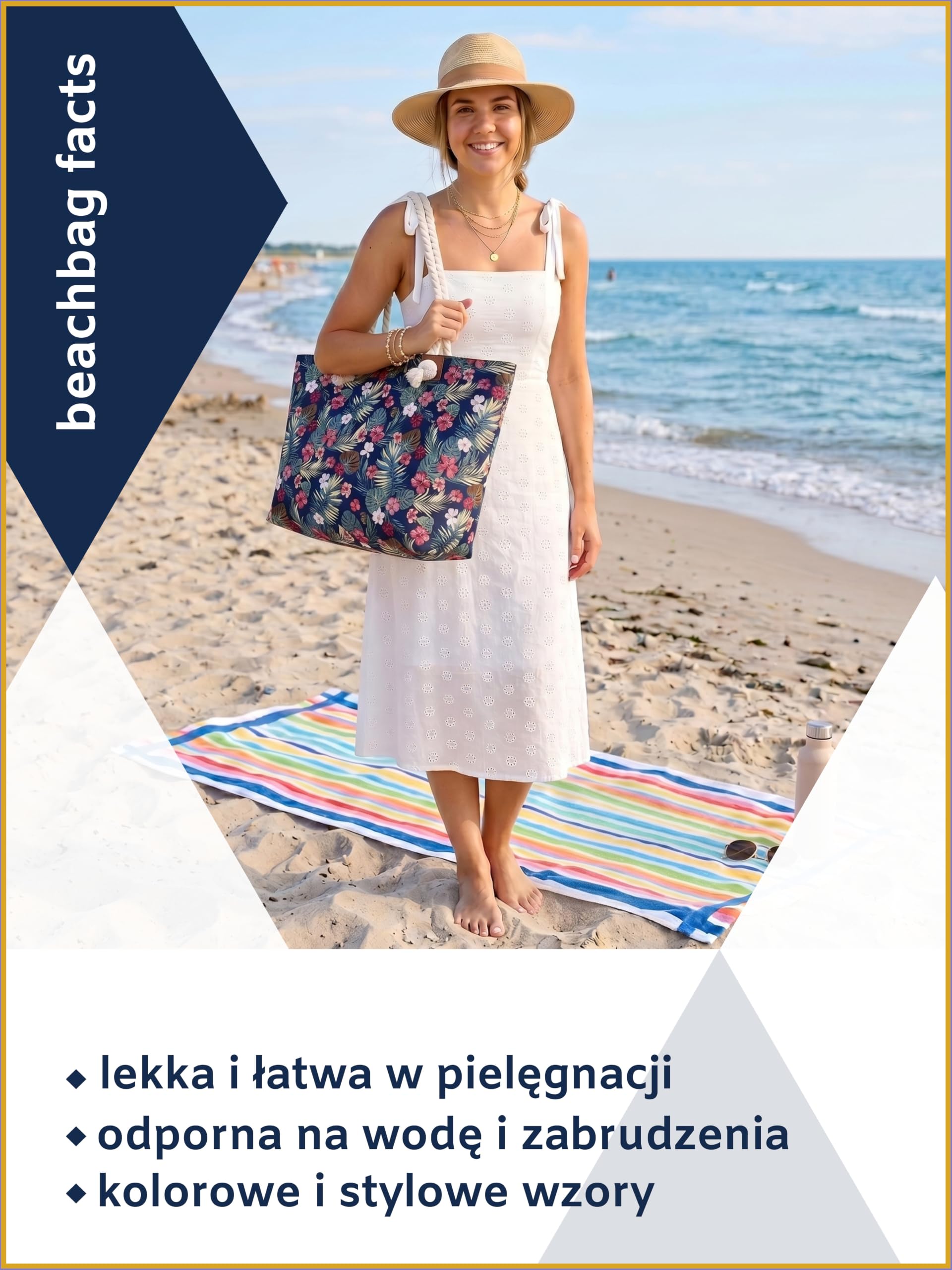 MASADA Duża torba plażowa z zamkiem błyskawicznym wodoodporna