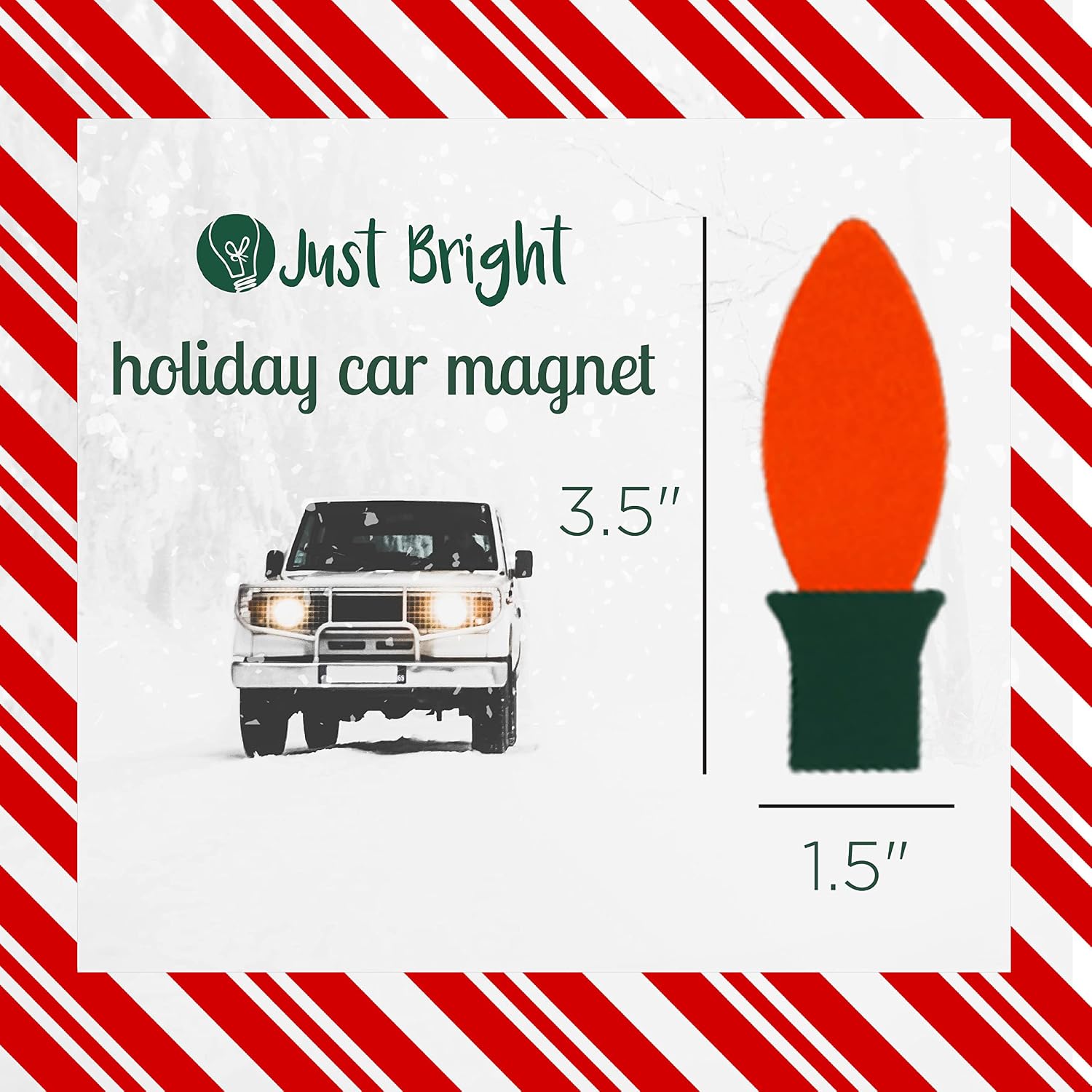 JUST BRIGHT Reflective Light Bulb Magnet Decorations, 20 Pack - Christmas Car Magnets to Decorate Your Car, Home & Any Metal Surface - Reusable Holiday Magnets for Indoor/Outdoor Use - Assorted Colors
