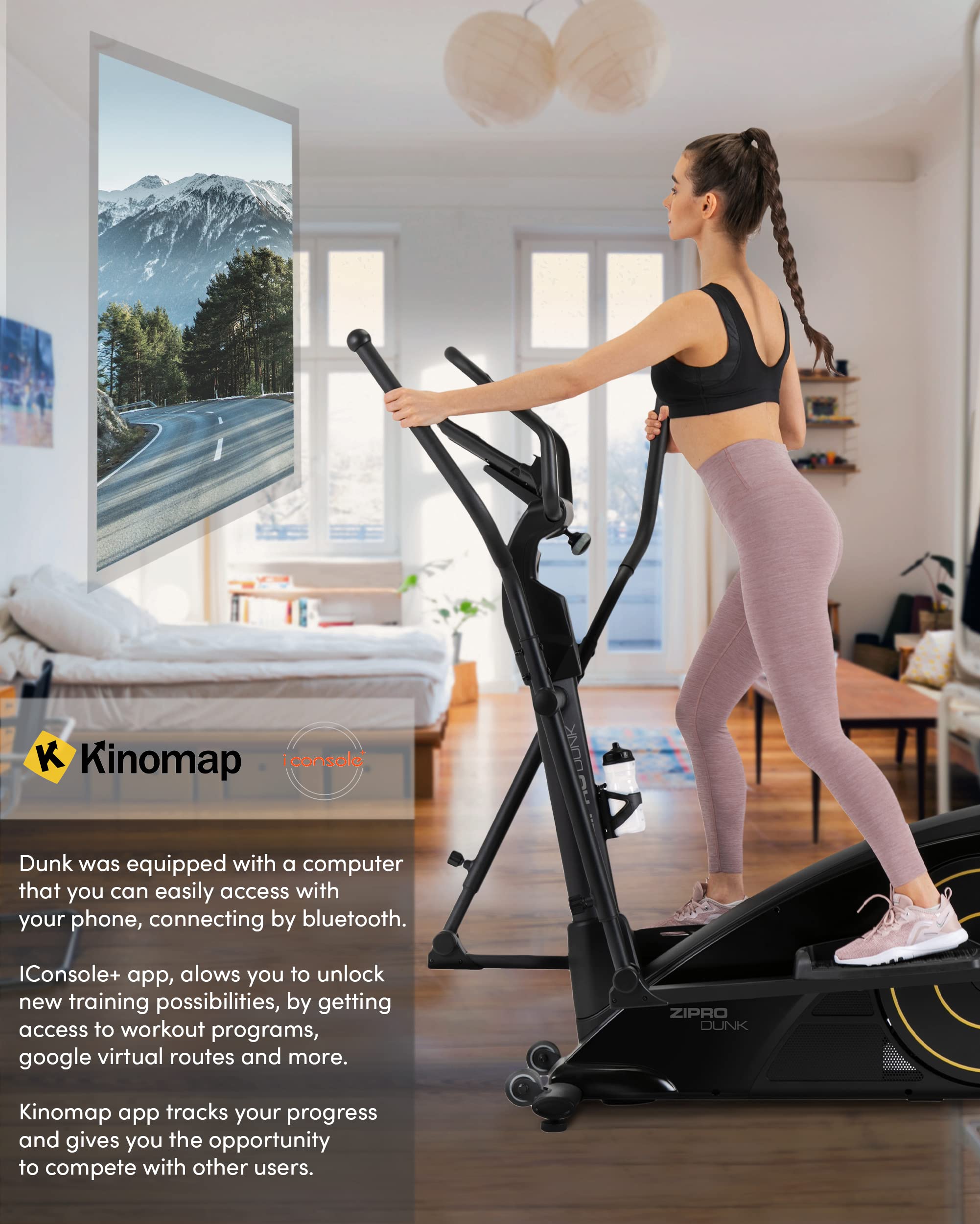 Zipro Crosstrainer Dunk, Ellittico fino a 150 kg, Attrezzo cardio per la casa, Macchina da allenamento cardio, Ellittica, Cyclette, 16 livelli di resistenza