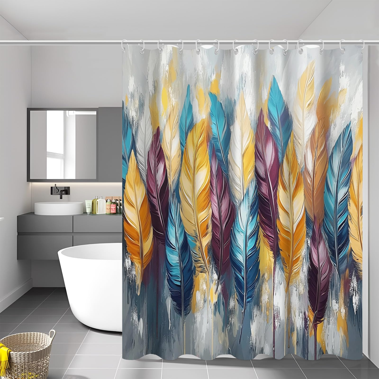 Rideau de douche imperméable et anti-moisissure en polyester coloré 150x180 cm