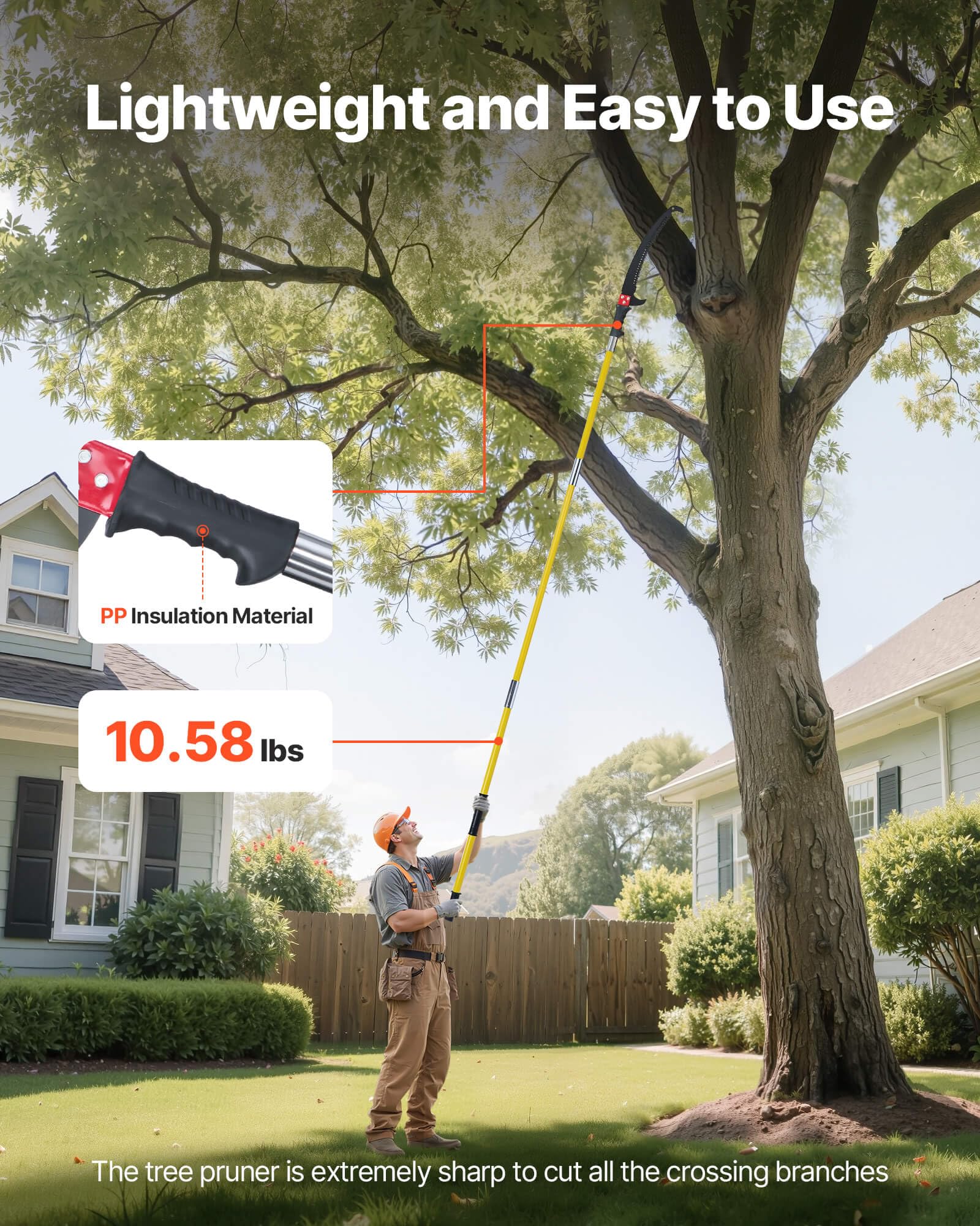 VEVOR Scie d'Élagage Extensible 1,17-8 m Scie à Perche Extensible Manuelle