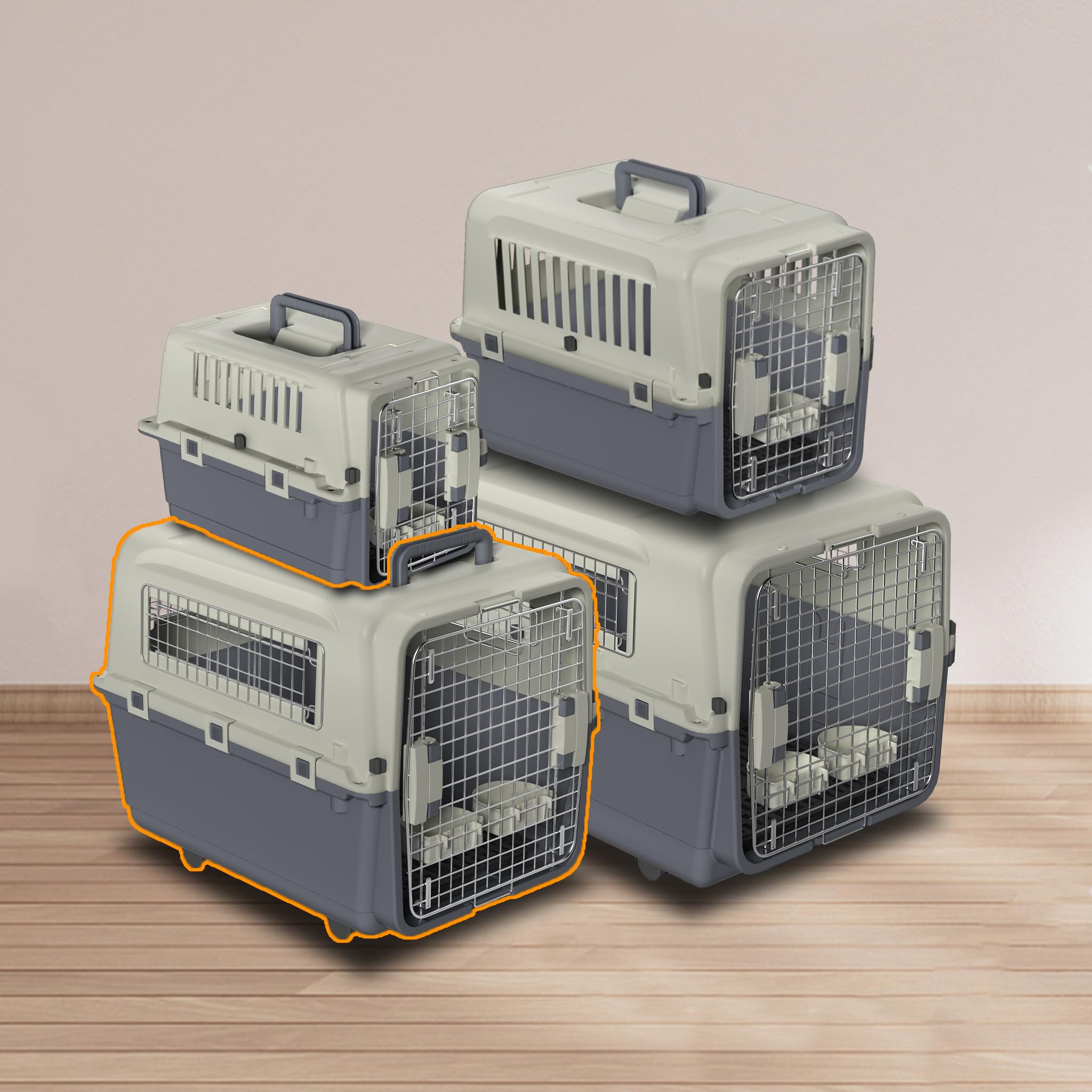 NAIZY Trasportino per cani, 67 x 51 x 58,5 cm, con porta in metallo e prese d'aria per finestre, portata fino a 12,5 kg, con cuscinetti per pipì