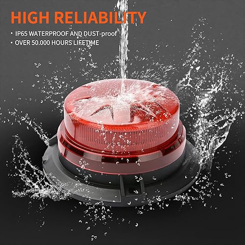 Miniatura 6 de Luces de baliza estroboscópica de emergencia LED rojas con montaje magnético y 8 modelos de parpadeo, lámpara de señal de techo de advertencia de