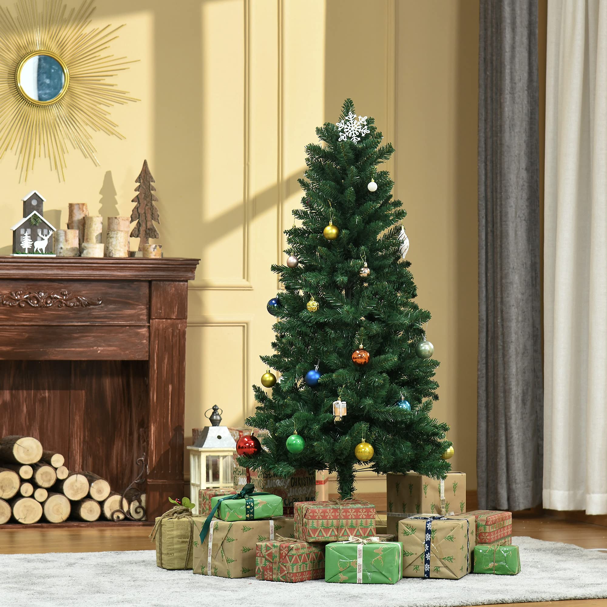 HOMCOM Sapin de Noël Artificiel 150H cm 454 Branches Grand Réalisme Vert | Épines, Imitation Nordmann