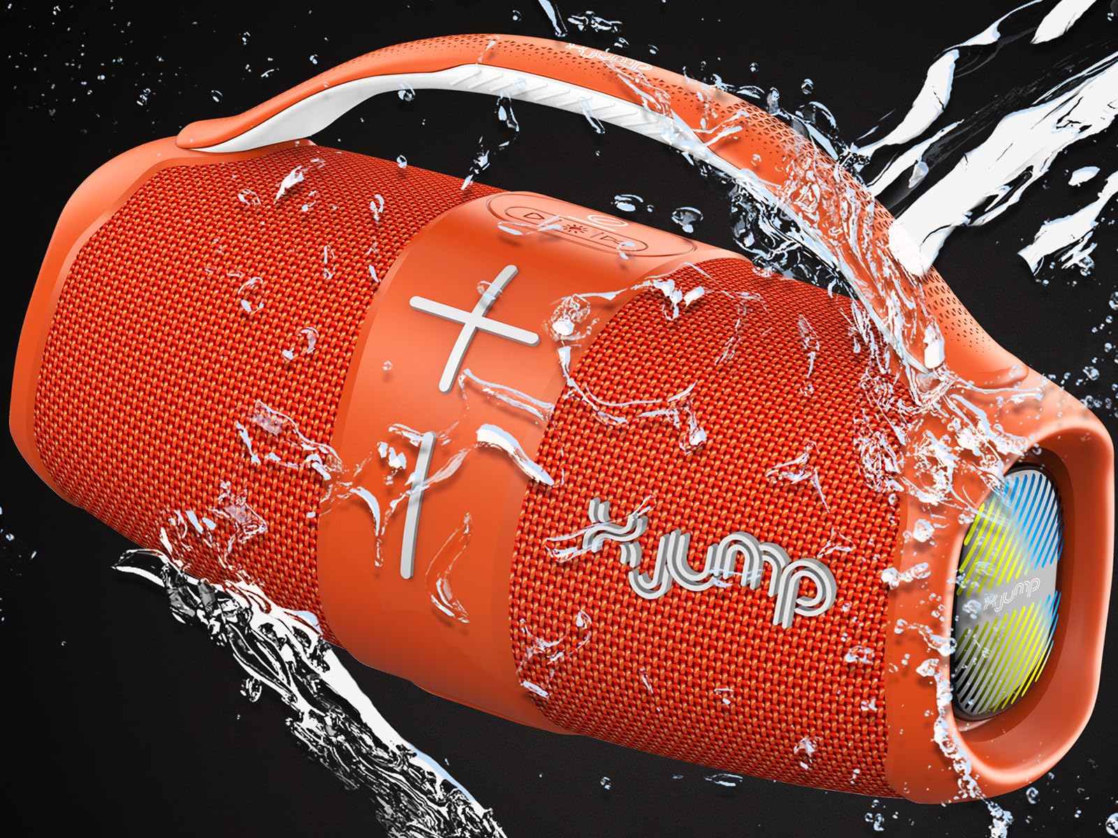 X JUMP XJ 120 Przenośny głośnik bezprzewodowy wzmocniony 40W, wysoka wydajność, funkcja TWS, USB, AUX-IN, wbudowany mikrofon, wodoodporny głośnik bezprzewodowy IPX5, pomarańczowy