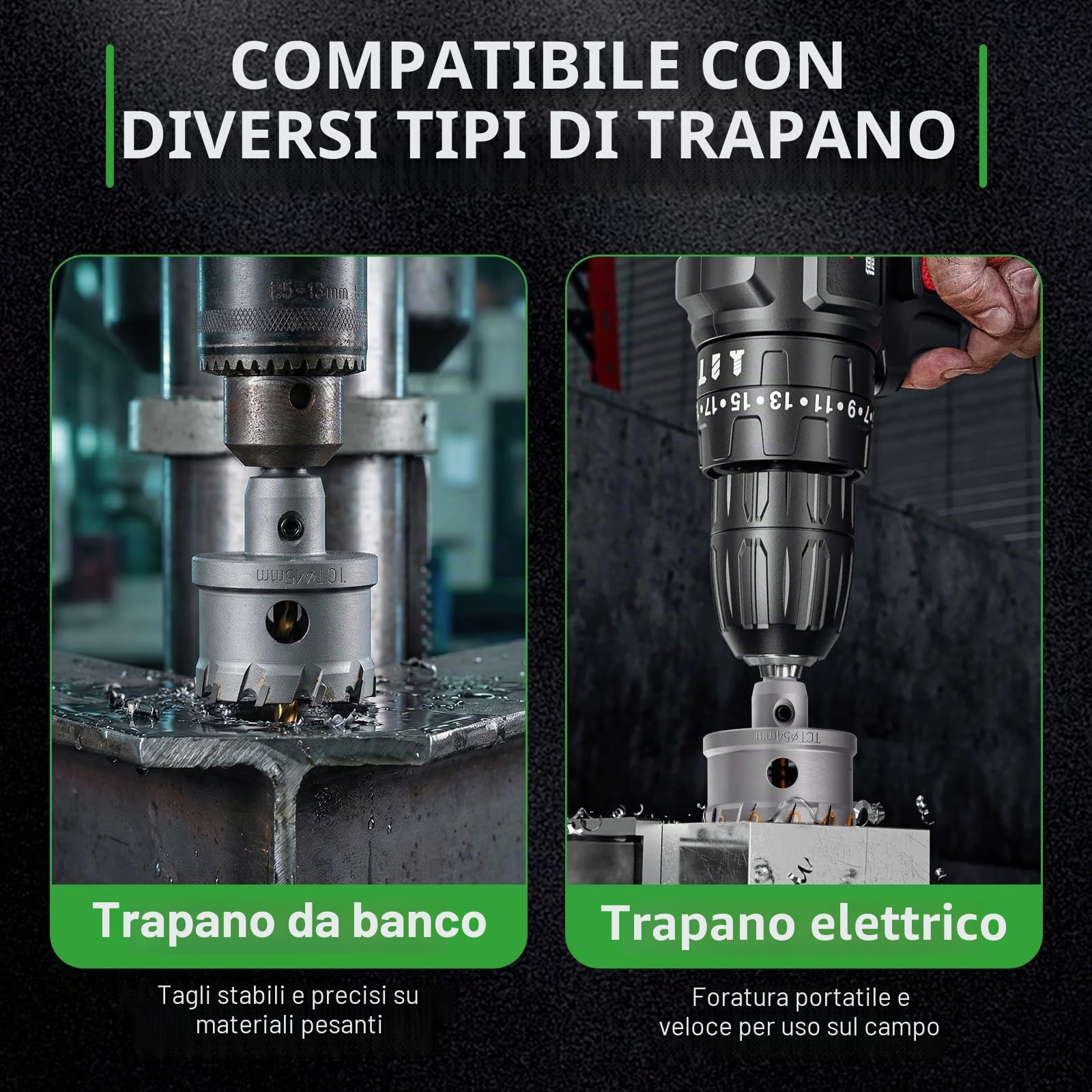 WORKEASE Kit seghe a tazza TCT 16 pezzi 5/8"-2"-1/4", set frese a tazza per acciaio inossidabile, ferro, rame, ottone