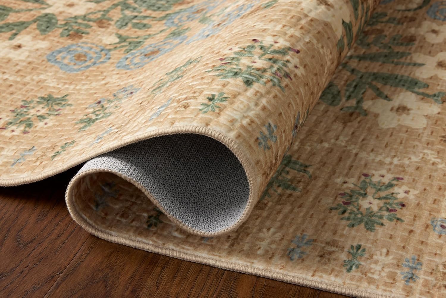 Loloi Rifle Paper Co. Orchard Collection ORH-04 Sand/Multi 2'-6" x 7'-6" Runner Rug Machine Washable, Floral, Vintage Inspired, Farmhouse,Printed,Low Pile,Soft,Living Room,Bedroom,Dining,Carpet