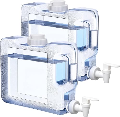 Paquete de 2 botellas dispensadoras de agua para nevera de 0.8 galones con espita a prueba de fugas y mango práctico, dispensador de bebidas de