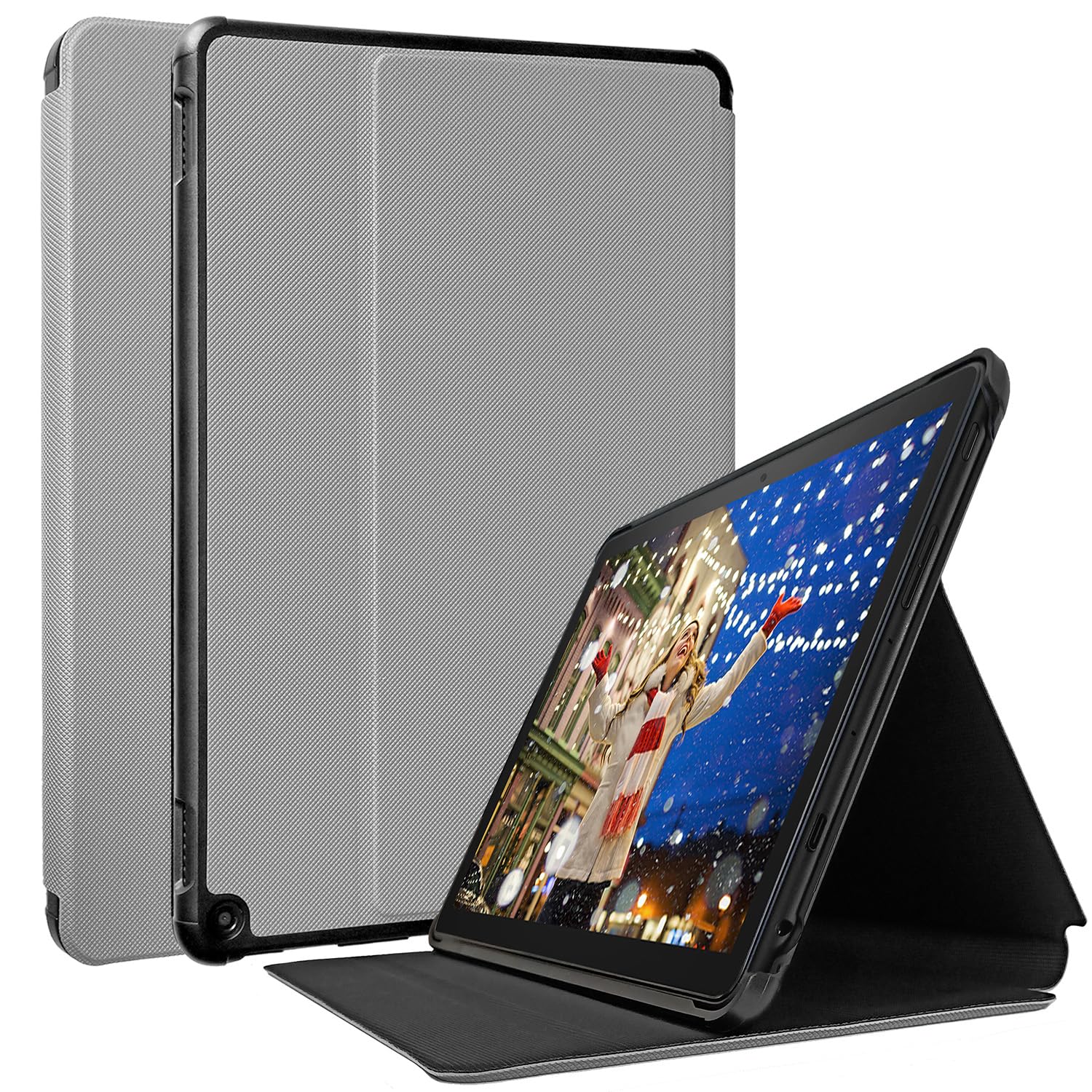 Alle neuen Fỉṛẹ ḤḌ 10" 2023 Tablet Hülle (13. Generation), TOKILO Slim Leichte Weiche PU Ledertasche mit Stand Auto Wake/Sleep, Grau