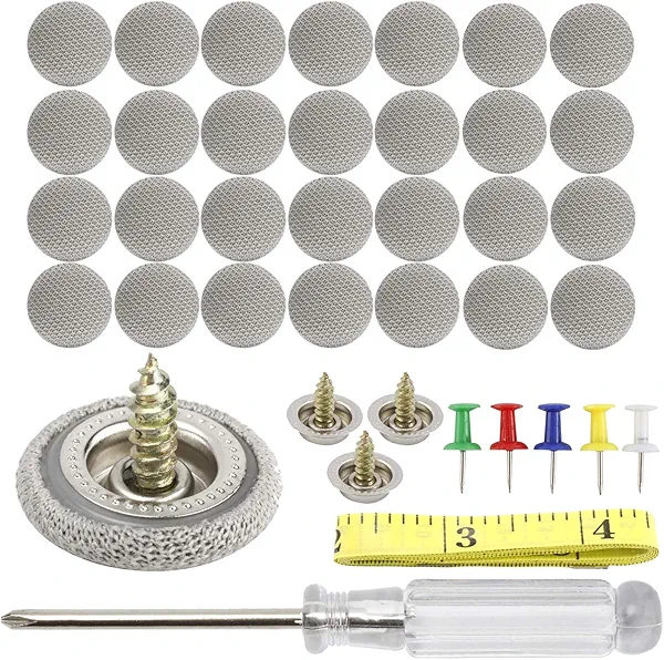 HighFree 60 Set of Automotive Car Roof Headliner Repair Button Pins Kit, Universal Auto Roof Snap Rivets Retainer for Car Roof Fixed, with Installation Tool, Fit All Cars (Grey Grid)