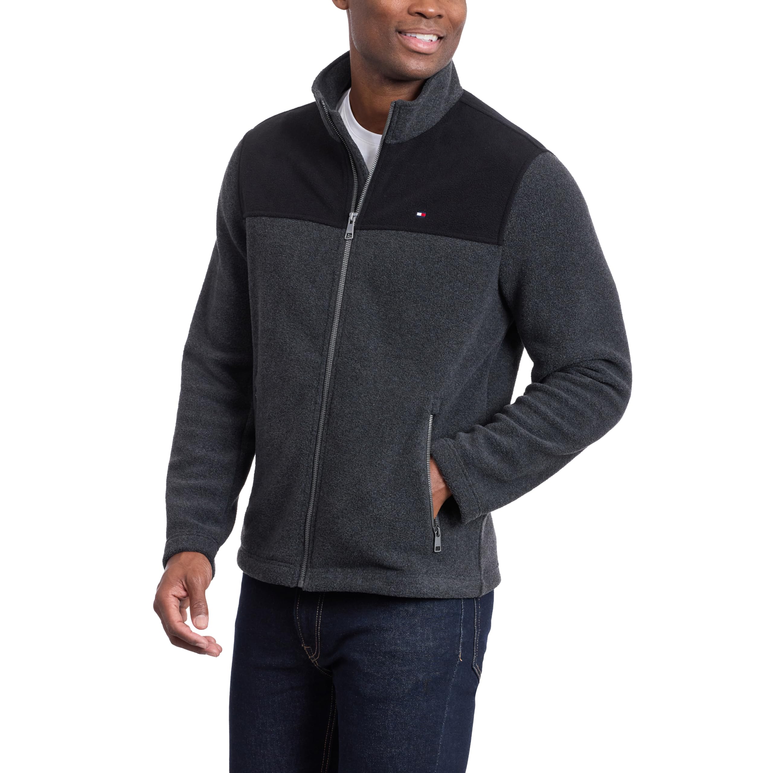 Tommy Hilfiger Adaptive Veste Polaire Classique avec Fermeture Éclair Sur le Devant - Veste Polaire avec Fermeture Éclair Sur le Devant Veste polaire Homme