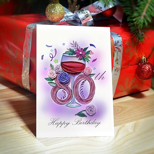 Miniatura 5 de Tarjeta de cumpleaños número 80, tarjeta de feliz cumpleaños de 80 años, decoraciones de cumpleaños de ochenta años, tarjeta de cumpleaños para 80